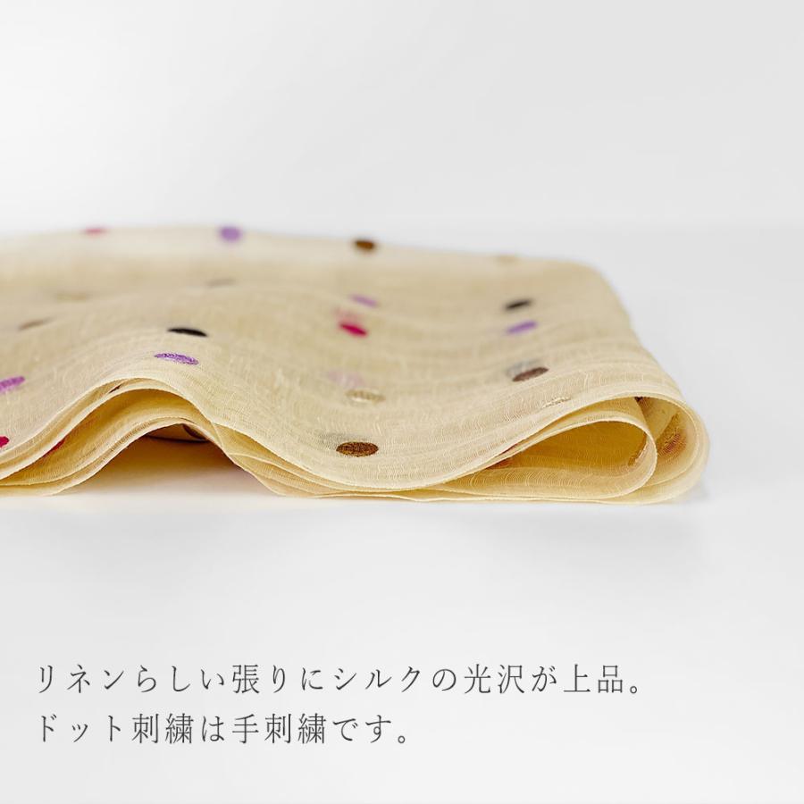 訳あり 限定品 InDream ストール シルクリネン(麻) パーティー カジュアル ドット ベージュ  クリスマス ギフト 誕生日 プレゼント 女性 60代 70代 |  | 02
