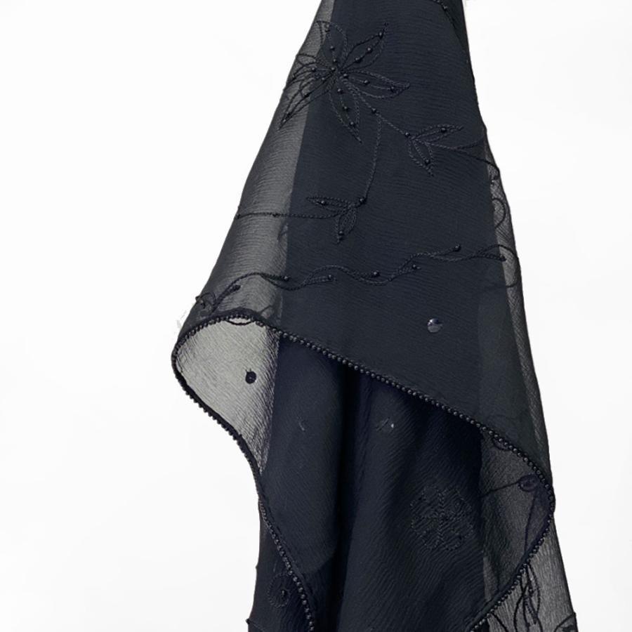 InDream シルクシフォンストール 黒(ブラック) ビーズ スパンコール 還暦 古希  クリスマス ギフト 誕生日 プレゼント 女性 60代 70代 | SHIFFON | 02