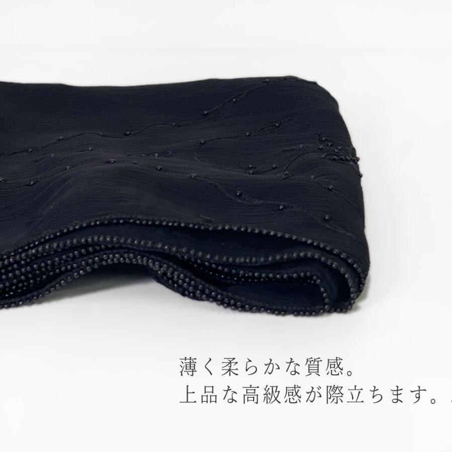 InDream シルクシフォンストール 黒(ブラック) ビーズ スパンコール 還暦 古希  クリスマス ギフト 誕生日 プレゼント 女性 60代 70代 | SHIFFON | 03