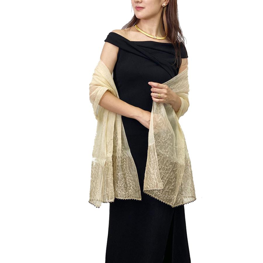 InDream シルク コットン ストール  ベージュ/ゴールド ビーズ 還暦 古希 ギフト 旅行 クリスマス ギフト 誕生日 プレゼント 50代 60代 70代 |  | 05