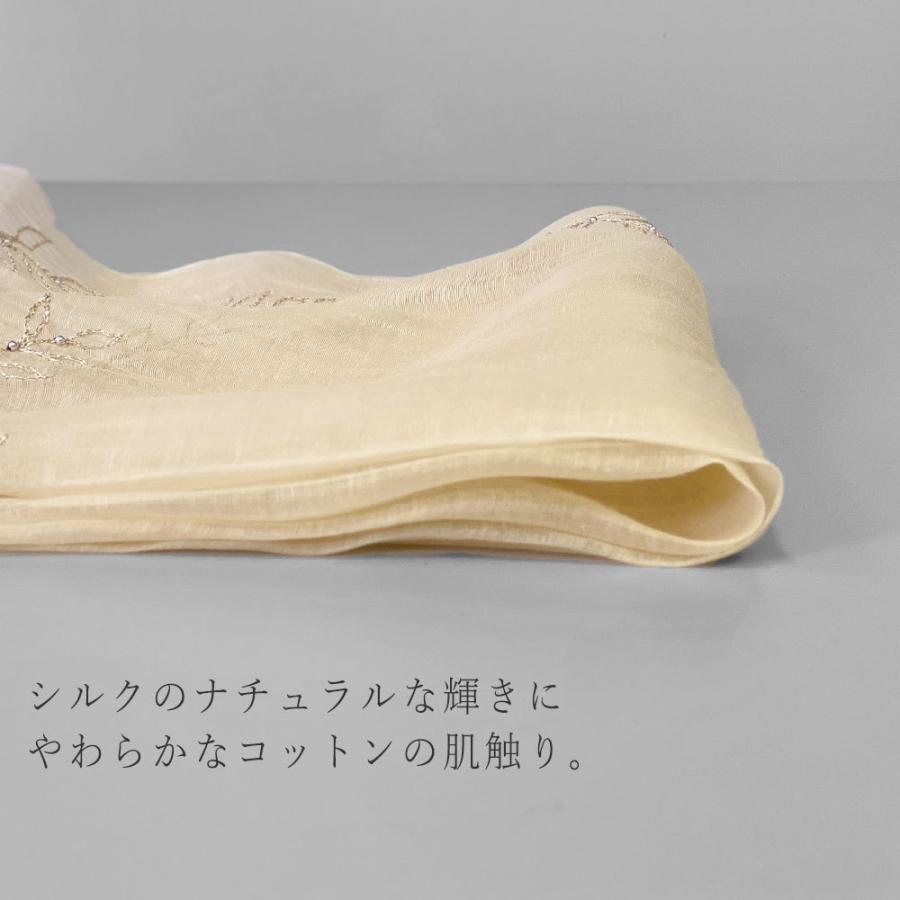 InDream シルク コットン ストール  ベージュ/ゴールド ビーズ 還暦 古希 ギフト 旅行 クリスマス ギフト 誕生日 プレゼント 50代 60代 70代 |  | 02