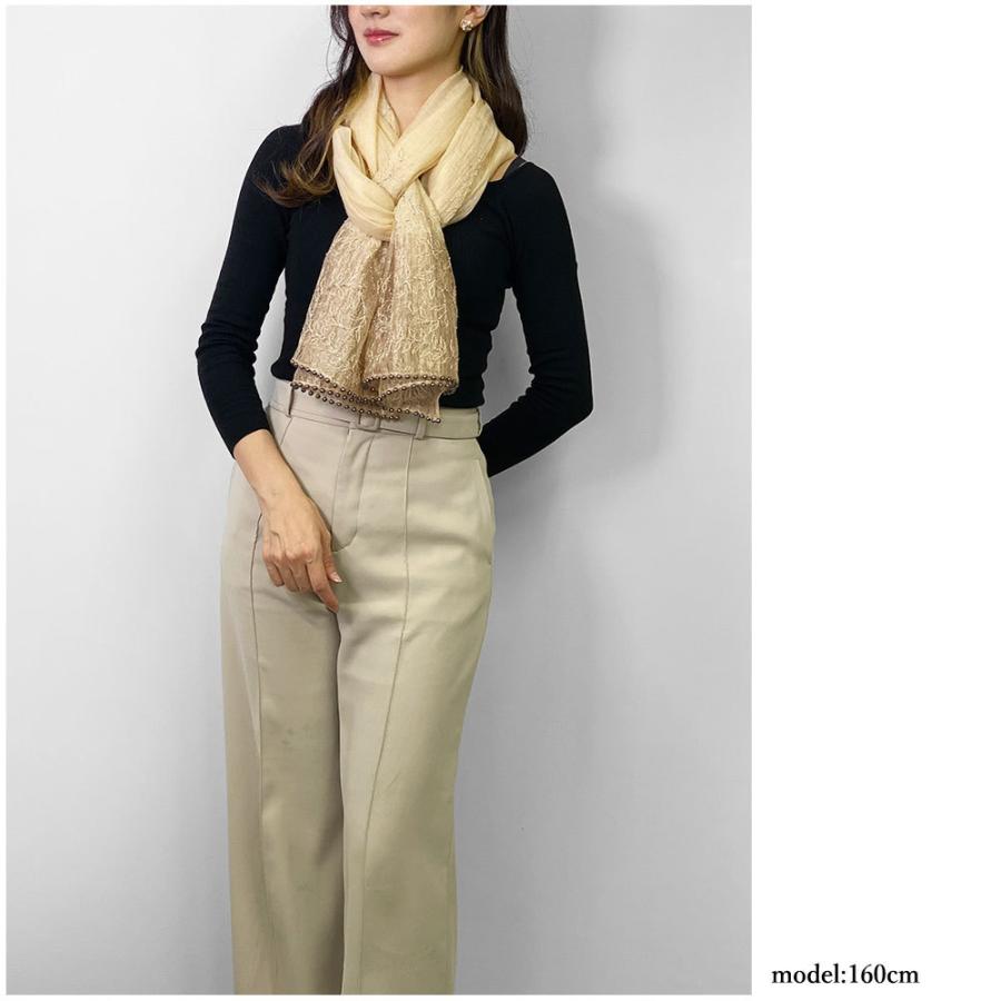 InDream シルク コットン ストール  ベージュ/ゴールド ビーズ 還暦 古希 ギフト 旅行 クリスマス ギフト 誕生日 プレゼント 50代 60代 70代 |  | 07