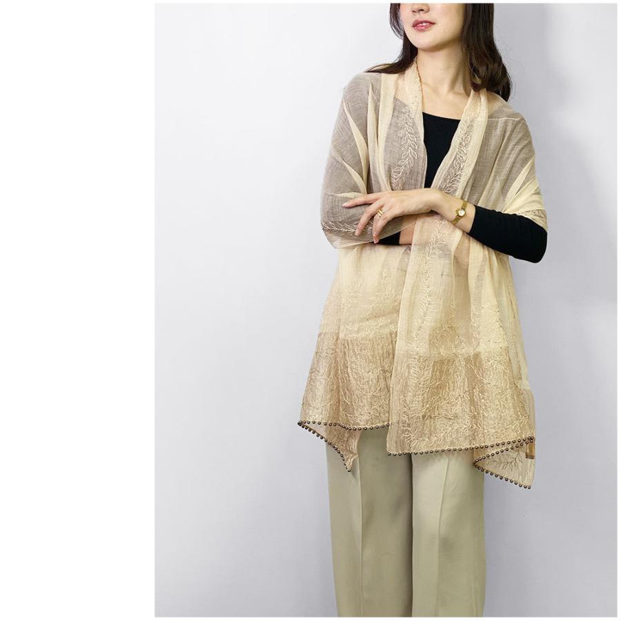 InDream シルク コットン ストール  ベージュ/ゴールド ビーズ 還暦 古希 ギフト 旅行 クリスマス ギフト 誕生日 プレゼント 50代 60代 70代 |  | 06