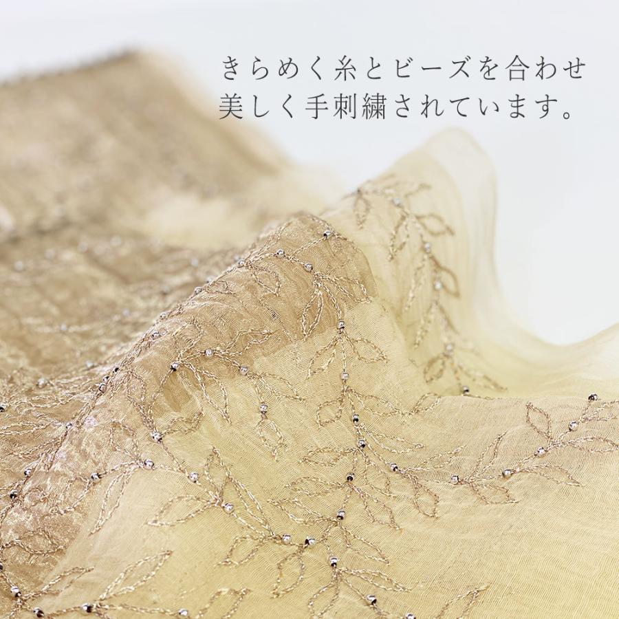 InDream シルク コットン ストール  ベージュ/ゴールド ビーズ 還暦 古希 ギフト 旅行 クリスマス ギフト 誕生日 プレゼント 50代 60代 70代 |  | 10