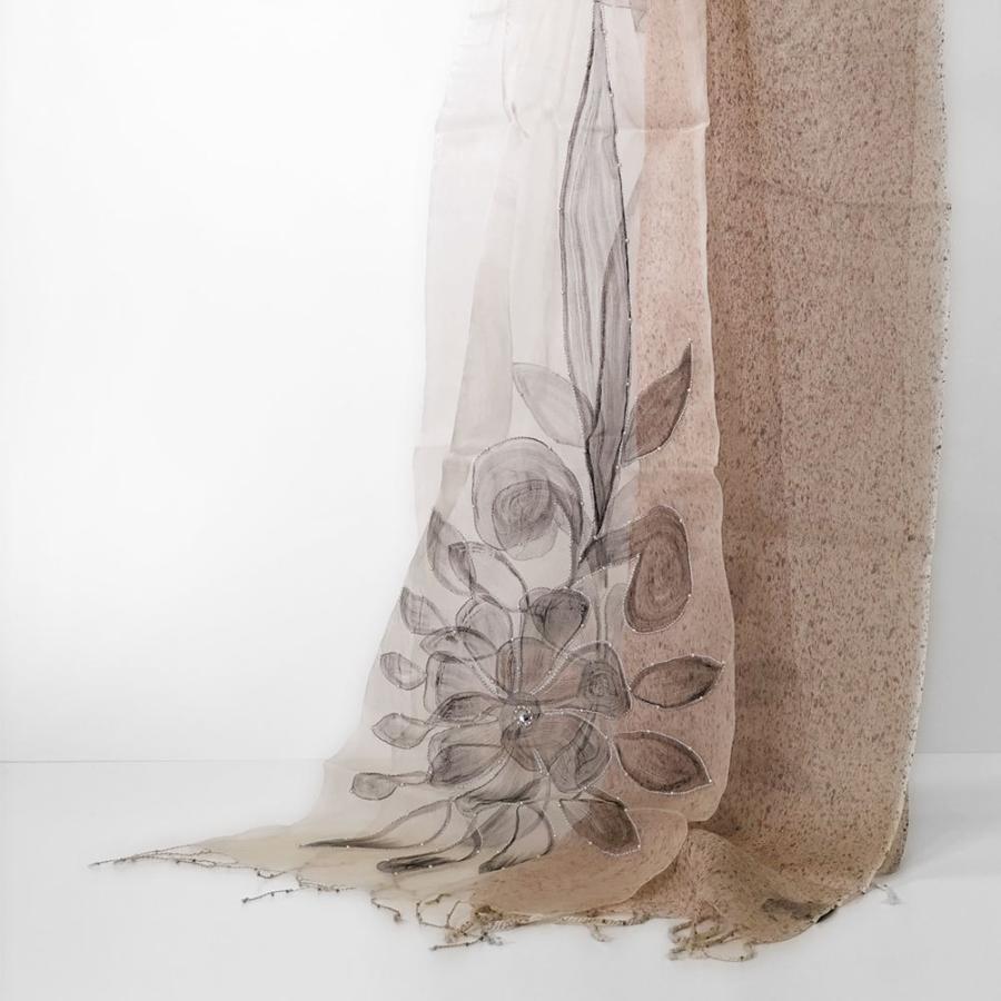 InDream ストール パールビーズ刺繍  結婚式 パーティー シルクウール オーガンジー ベージュ 春夏 クリスマス ギフト 誕生日 プレゼント 50代 60代 70代 |  | 04