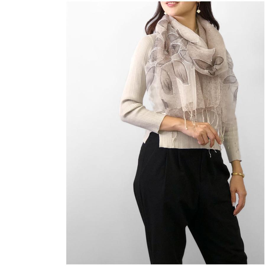 InDream ストール パールビーズ刺繍  結婚式 パーティー シルクウール オーガンジー ベージュ 春夏 クリスマス ギフト 誕生日 プレゼント 50代 60代 70代 |  | 06