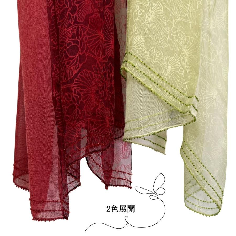 InDream シルクウールストール 緑(グリーン) ビーズ レース スパンコール 還暦 古希 ギフト 旅行  クリスマス ギフト 誕生日 プレゼント 女性 60代 70代 |  | 09