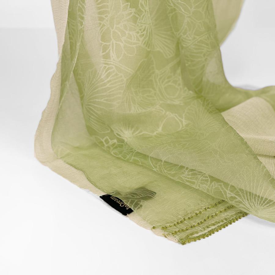 InDream シルクウールストール 緑(グリーン) ビーズ レース スパンコール 還暦 古希 ギフト 旅行  クリスマス ギフト 誕生日 プレゼント 女性 60代 70代 |  | 06