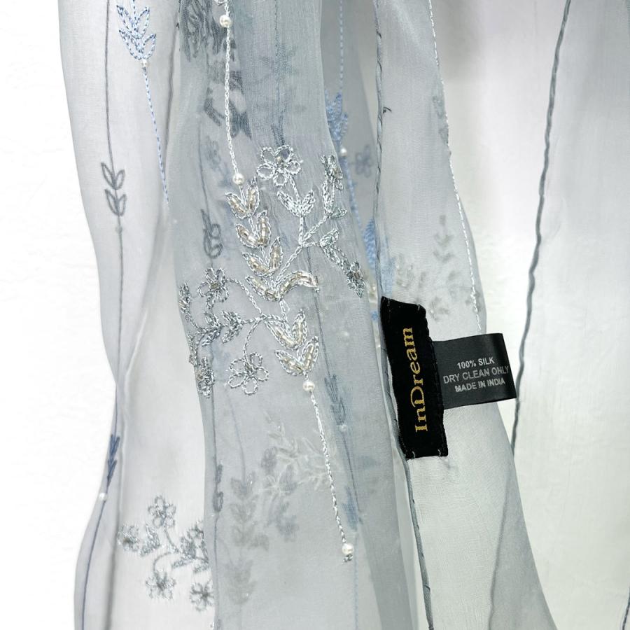 InDream シルク オーガンジー ストール  ブルーグレー 結婚式 ストール パーティー  古希 お祝い クリスマス ギフト 誕生日 プレゼント 女性 60代 70代 |  | 04