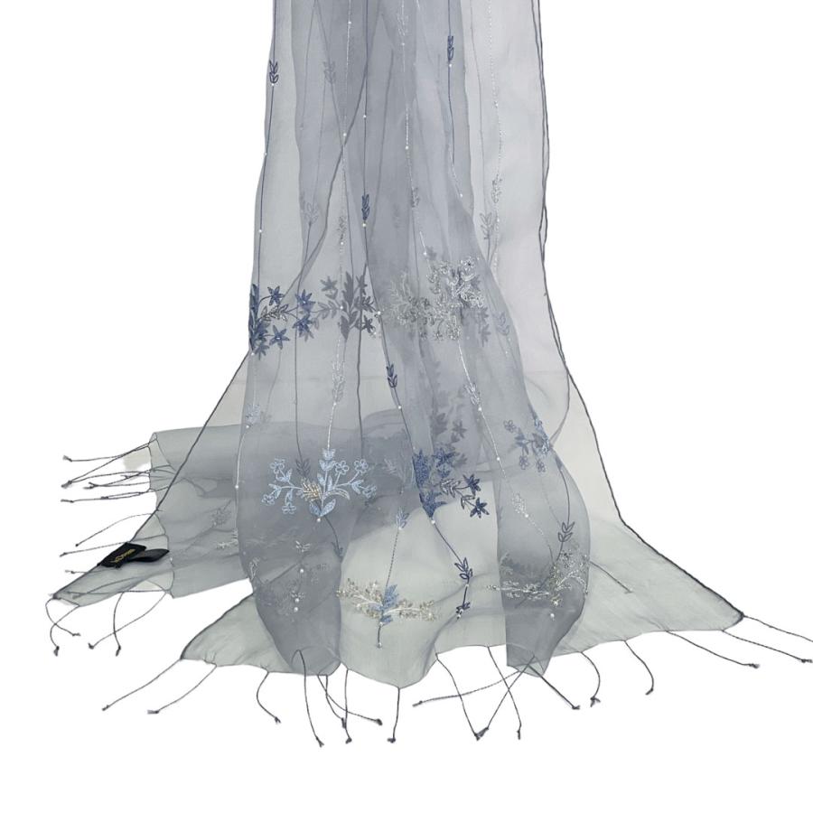 InDream シルク オーガンジー ストール  ブルーグレー 結婚式 ストール パーティー  古希 お祝い クリスマス ギフト 誕生日 プレゼント 女性 60代 70代 |  | 07