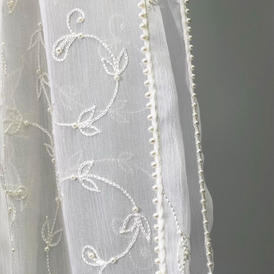 InDreamシルク シフォン ストール 薄手 刺繍 ホワイト スカーフ 結婚式 パーティー ギフト  春夏 クリスマス ギフト 誕生日 プレゼント 50代 60代 70代 |  | 08