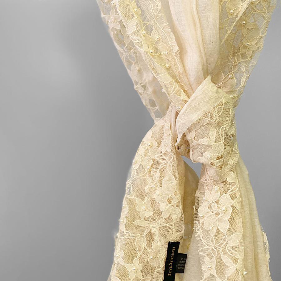 InDream シルク コットン ストール  ベージュ レース 還暦 古希 ギフト 旅行 春夏 クリスマス ギフト 誕生日 プレゼント 50代 60代 70代 |  | 01