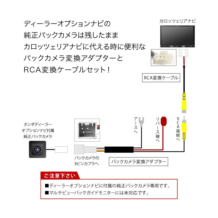 AVIC-VH09CS カロッツェリア サイバーナビ ホンダ純正バックカメラ リアカメラ接続アダプターセット RCA003T/RD-C100互換 ah62ah58｜inex-2｜03