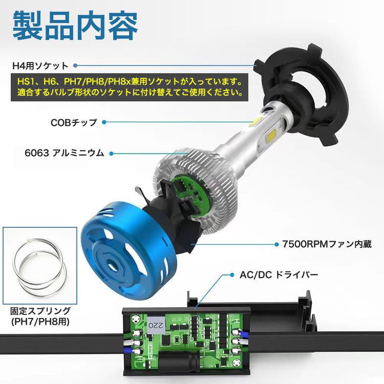 カワサキ ゼファー400  バイク用LEDヘッドライト 1個 H4(Hi/Lo) 直流交流両対応 AC/DC 4000ルーメン｜inex-2｜02