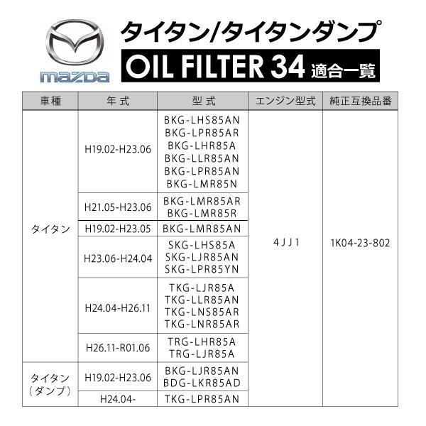 マツダ タイタン 4JJ1 オイルフィルター オイルエレメント単品 OILF34