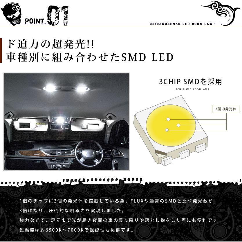 ルームランプ LED 鬼爆閃光 総発光数186発 ACR30W ACR40W MCR30W MCR40W エスティマ [H11.12-H17.12] 7点セット｜inex-2｜03