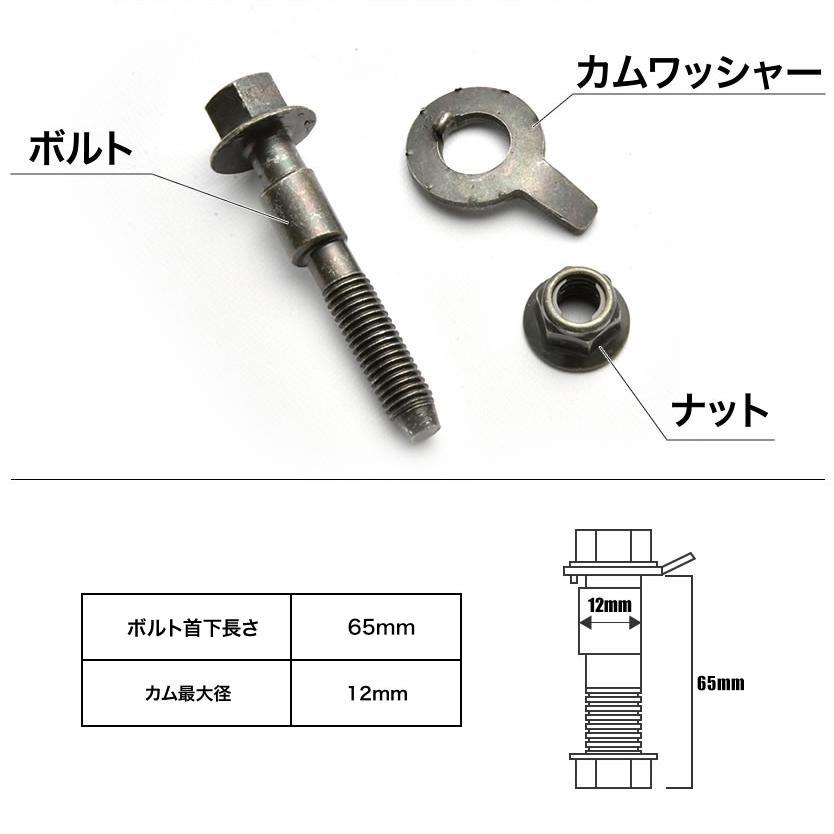 キャンバーボルト 12mm 2本セット キャンバー調整 ±1.75度 M12