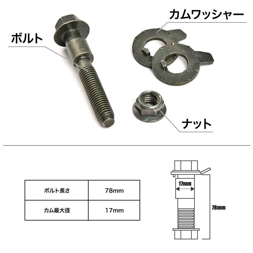 キャンバーボルト 17mm 2本 キャンバー調整 ±1.75度 M17 レクサス UX200 NX200t CT200h｜inex-2｜02