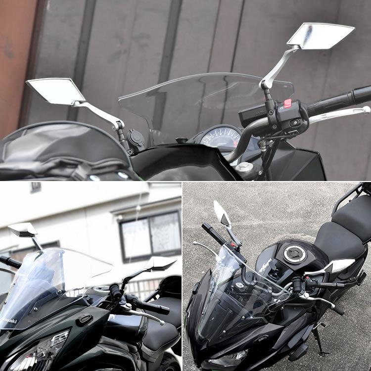 TTミラー バックミラー バイクミラー シルバー 銀 原付 スクーター