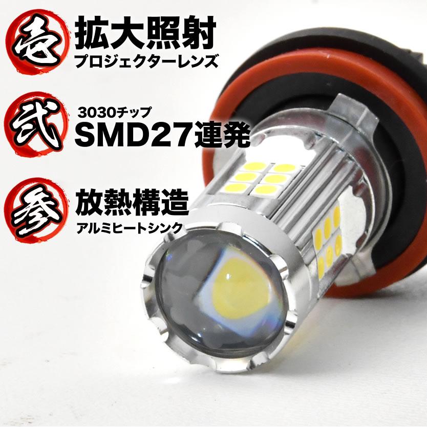 ZVW30 プリウスG'S LEDフォグ 27連SMD H16 12V 1600ルーメン 喧嘩上等 ホワイト 白｜inex｜02