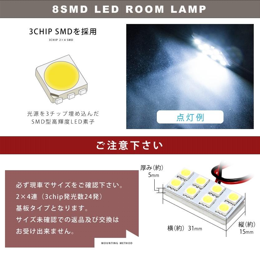 24V SMD8連 2×4 LED 基板 総発光数24発 ルームランプ ホワイト