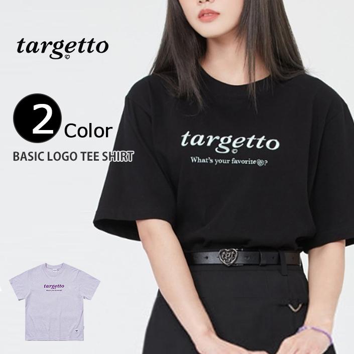 50%OFF Tシャツ targetto ターゲット クルーネック 半袖 BASIC LOGO TEE SHIRT ベーシック ロゴ ティーシャツ 3212TS2023 ブラック ライトパープル レディース｜infini-elts