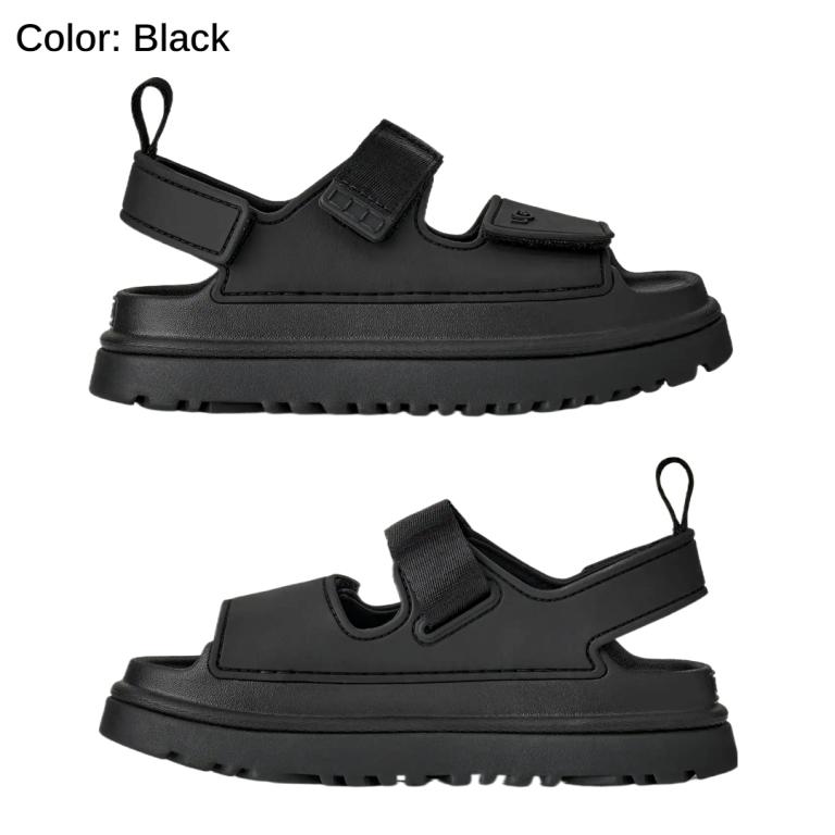アグ UGG サンダル レディース 1152813K Kid's GOLDEN GLOW キッズ ゴールデングロウ レディース対応サイズ Black Sea Salt ブラック ベージュ 軽量 厚底の画像