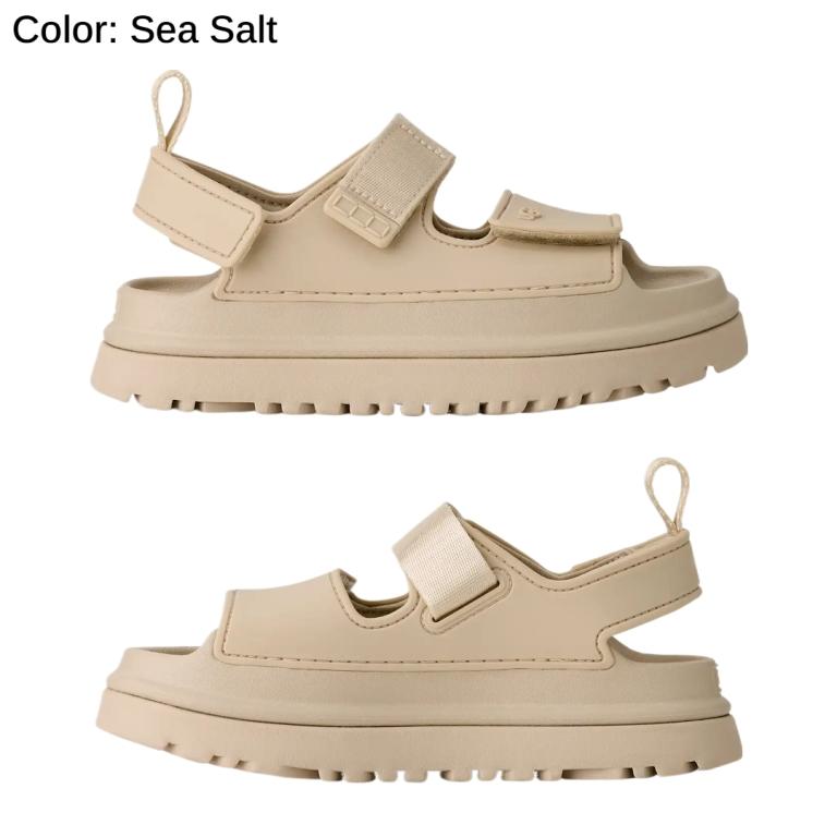 アグ UGG サンダル レディース 1152813K Kid's GOLDEN GLOW キッズ ゴールデングロウ レディース対応サイズ Black Sea Salt ブラック ベージュ 軽量 厚底の画像