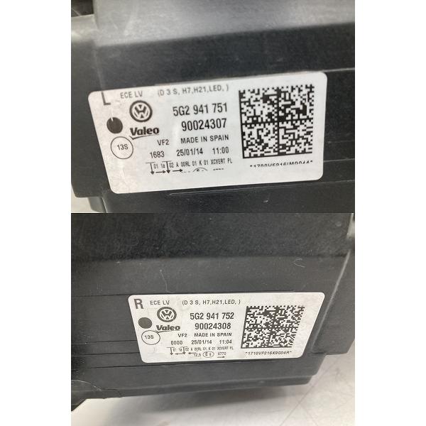 良品 割れ無 VW 5G AU系 ゴルフ7 前期 純正 HID 左右 ヘッドライト