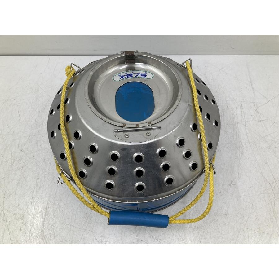 未使用 鮎おとり缶 木曽7号 丸型 ステンレス製 鮎釣り用品 (I1529