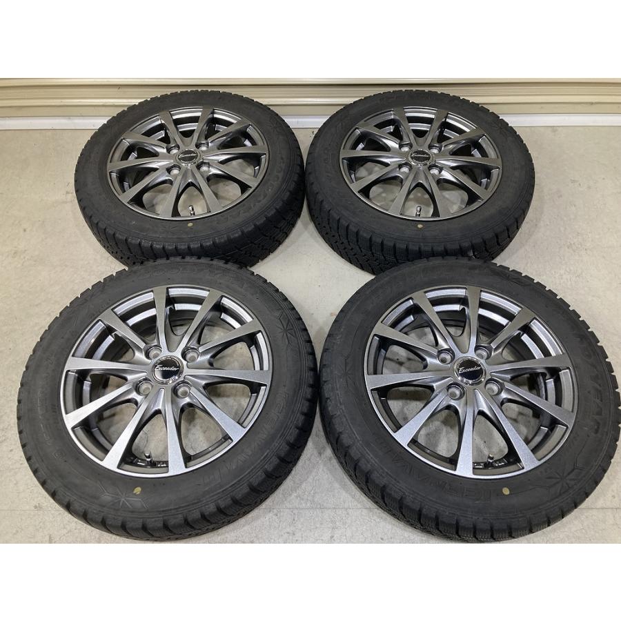 バリ溝 Exceeder 14インチ 4.5J +45 PCD100 4H GOODYEAR ICENAVI6 155 