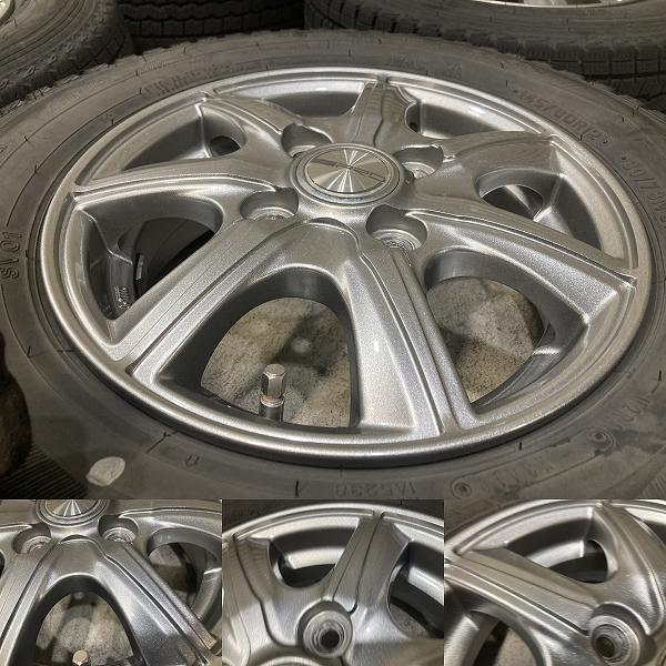 溝あり PRD 12インチ 4J +43 PCD100 4H DUNLOP WINTERMAXX SV01 145 