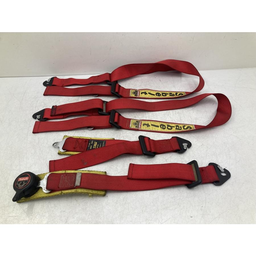 【美品】Sabelt サベルト 4点式シートベルト＆ショルダーパッド セット赤 Sabelt サベルト 4点式 レーシングハーネス シートベルト 2インチ 赤