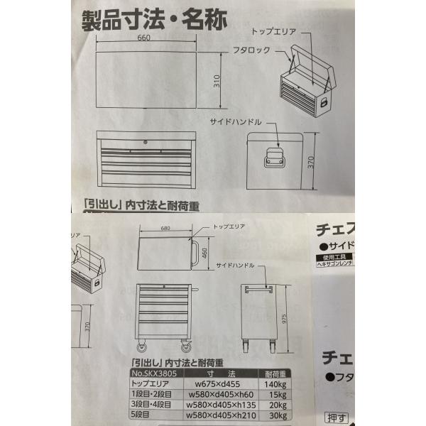 展示品 KTC SKX3805 5段5引出し ローラーキャビネット 展示品 KTC SKX3805 5段5引出し ローラーキャビネット