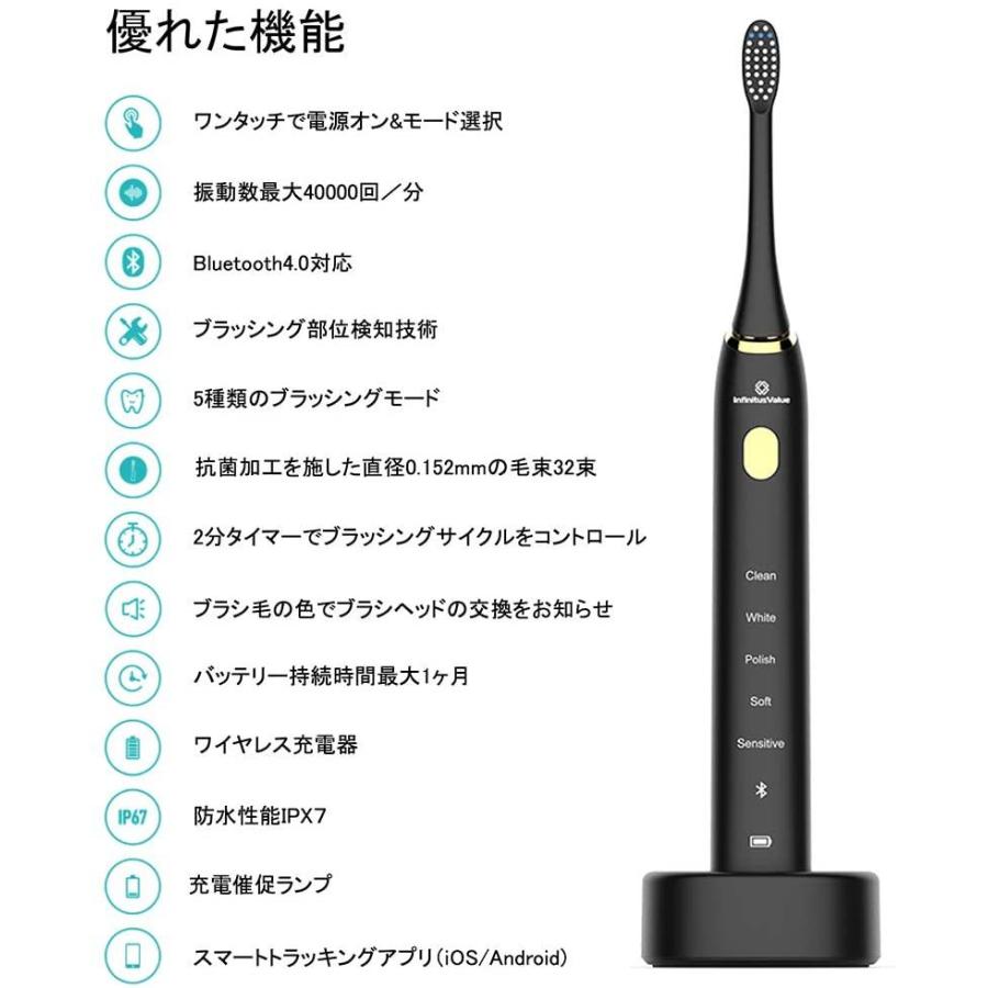 InfinitusValue インフィニタスバリュー アプリ連動 スマートトラッキング電動歯ブラシ 超音波ブラシ 歯垢除去 ブラック IVHB01B |  | 01