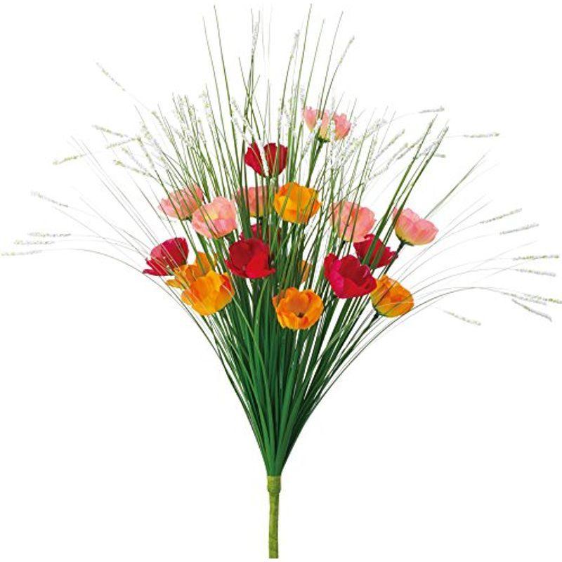 713円 セール 特集 ポピー 造花 仏花 グラスミニアネモネブッシュ 全長48cm 花径4cm オレンジレッド Fp 5024 R O