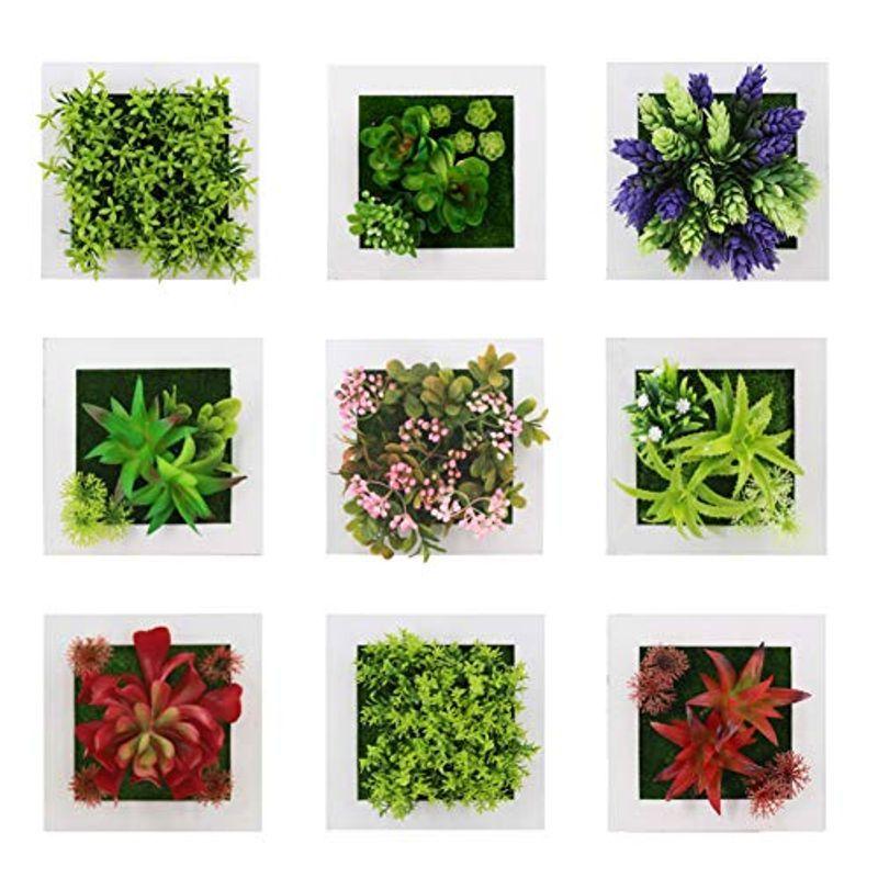 最旬ダウン Kugusa フェイク ウォール グリーン 壁掛け インテリア 装飾 造花 人工 多肉 観葉植物 ９個セット