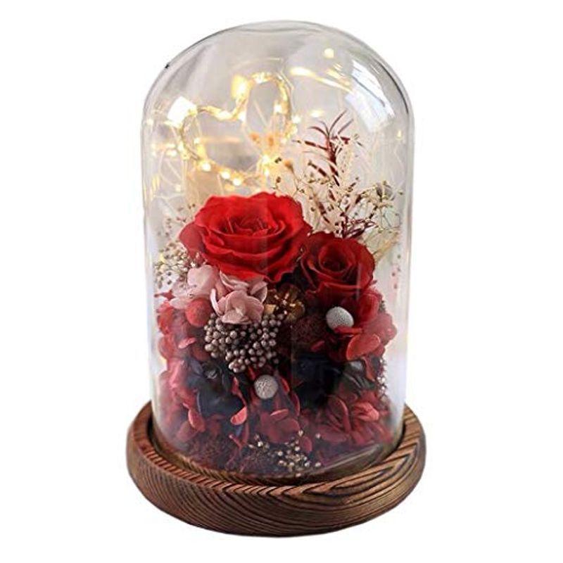 引出物 プリザーブドフラワー バラー 枯れない花 ギフト ガラスドーム ドライフラワー ロース レッド プリザ ラッピング済み ケース入り 永遠の花