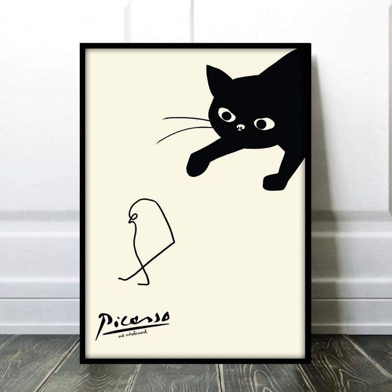 1546円 憧れの ピカソ ネコとヒヨコ 花束を持つ手 2枚セット サイズ フレーム付き
