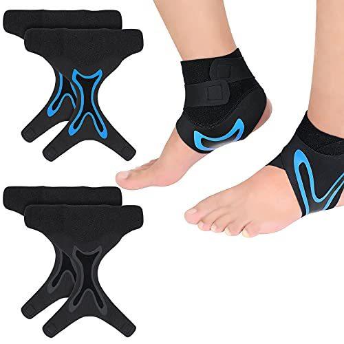 いラインアップ Pcs 4 SATINIOR Ankle Sports Ligament Stabilize Sprained for Sleeve Compression Adjustable Wrap Ankle Breathable Men Women for Brace Support 足首用