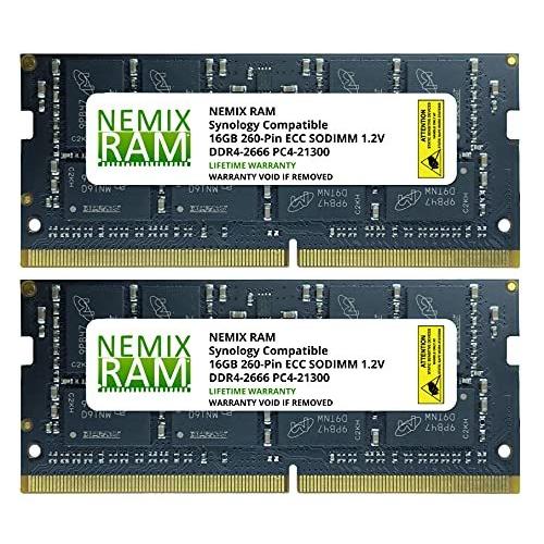 激安通販 PC4-21300 DDR4-2666 (2X16GB) 32GB ECC RAM並行輸入品 NEMIX by Module Upgrade Memory D4ECSO-2666-16G Synology with Compatible SODIMM メモリー