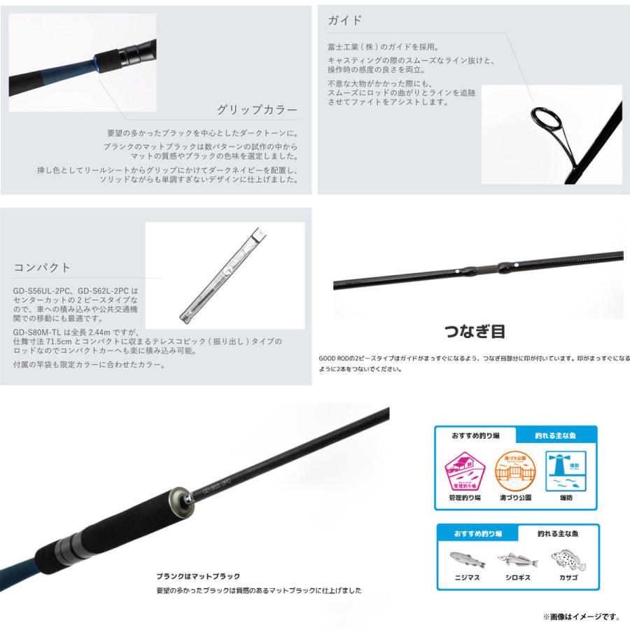 JACKALL（ジャッカル） グッドロッド GD-S62L-2PC ブラックモデル 
