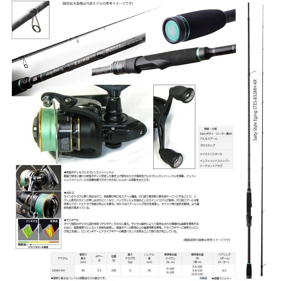 ○アブガルシア ソルティースタイル STES-832MH-KR+ダイワ 16 リーガル 2506H-DH 釣り竿セット バレーヒル VH ストリームカレント2 8.1ft#4 (ロッドセット)