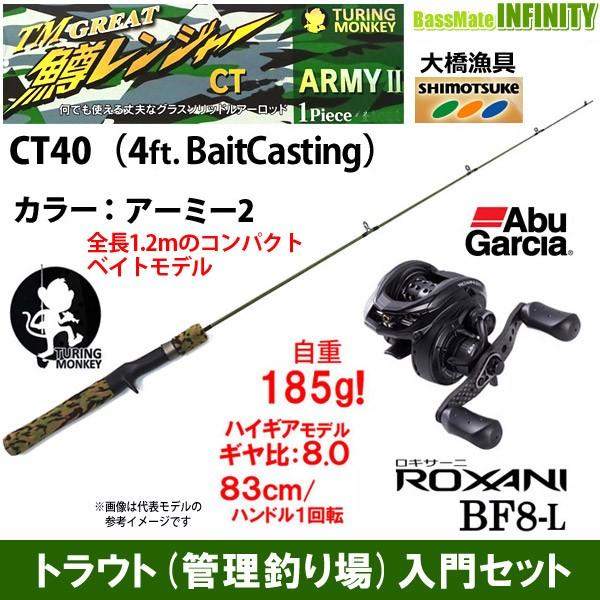 日本産 トラウト 管理釣り場 入門セット 大橋漁具 Turing Monkey グレート鱒レンジャー Ct40 Army アーミー 2 アブガルシア ロキサーニ Bf8 L 左ハンドル 値引 Gregbosscher Com