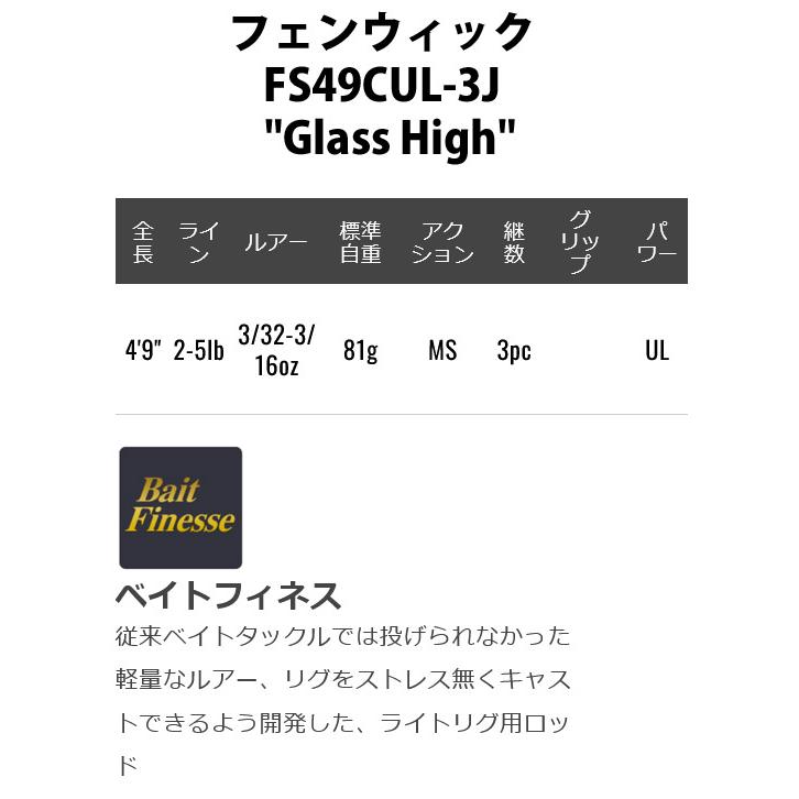 ティムコ フェンウィック FS49CUL-3J Glass High (ベイトモデル