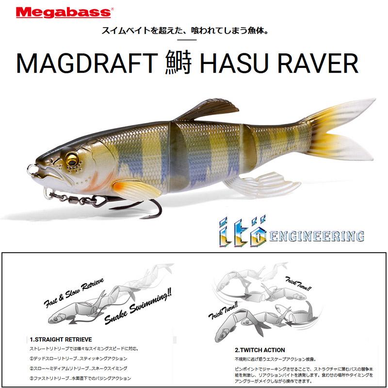 Leurre Megabass Magdraft Hasu Raver - ALLROUND SHINER, 7 Pouces / 17.78 Cm, 38.5g (neuf)