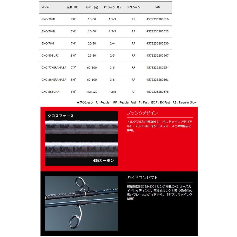 Major Craft - □□MajorCraft メジャークラフト ジャイアントキリング キャスティング GXC-76ML Major Craft メジャークラフト ジャイアントキリング