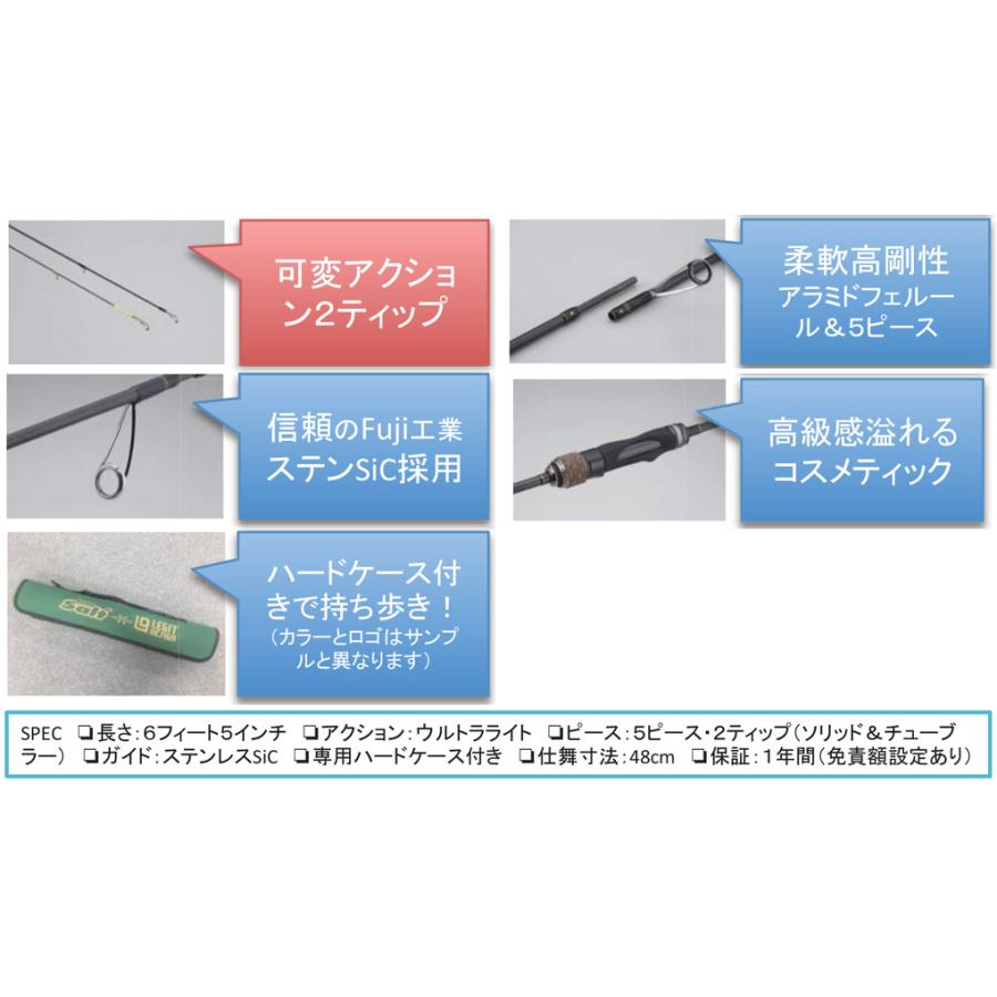 LML x LEGIT DESIGN アジングロッド 6.5f5P2ティップ ○レジットデザイン×リンクス マルチ5ピース・マルチティップ アジング
