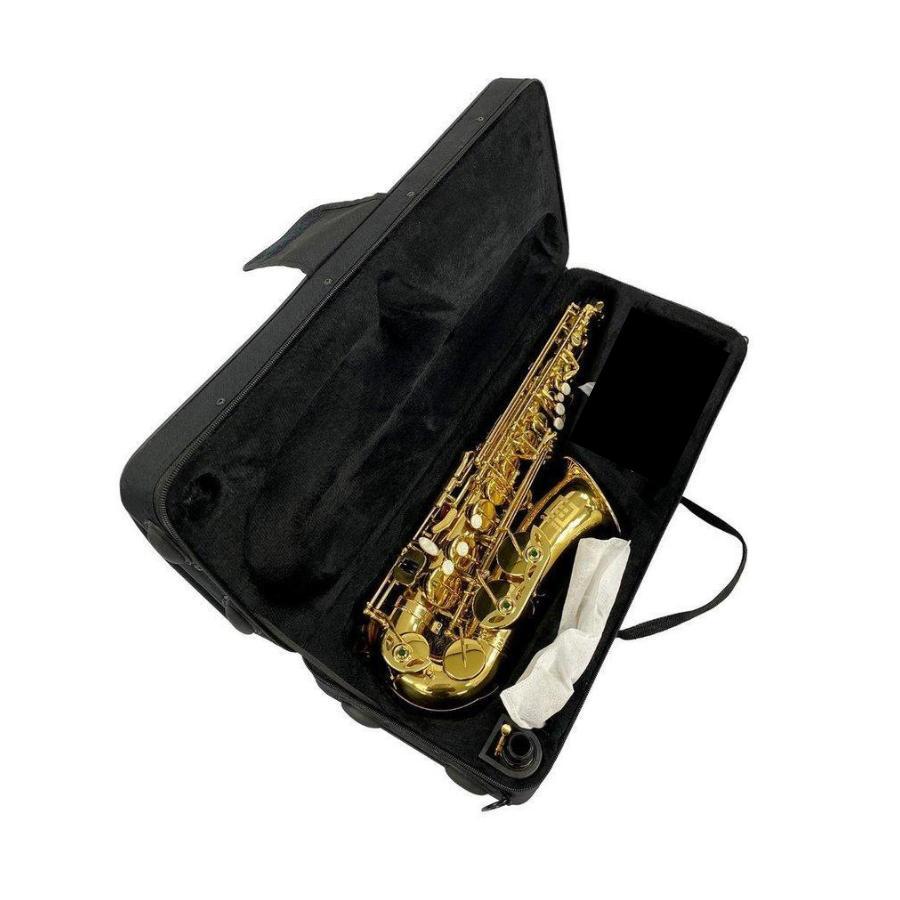 アルトサックス 初心者 11点セット E Saxophone ゴールドラッカー ケース付き 彫刻入り 初心者入門セット 日本語説明書付 1年保証 |  | 09