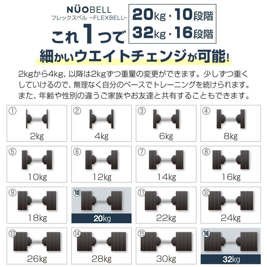 フレックスベル 2kg刻み 32kg flexbell 可変式ダンベル 32kg ダンベル 可変式 nuobell 32kg 2個セット |  | 03